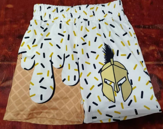 Preorder moq 5 Baby Boys Ice Cream Drip Helmets Team Shorts Bottoms 5.9