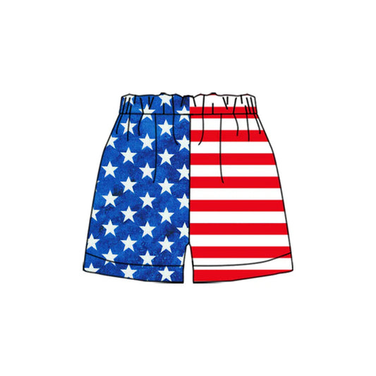 Preorder(moq 5) Baby Boys Blue Stars Red Stripes Sports Shorts 5.10