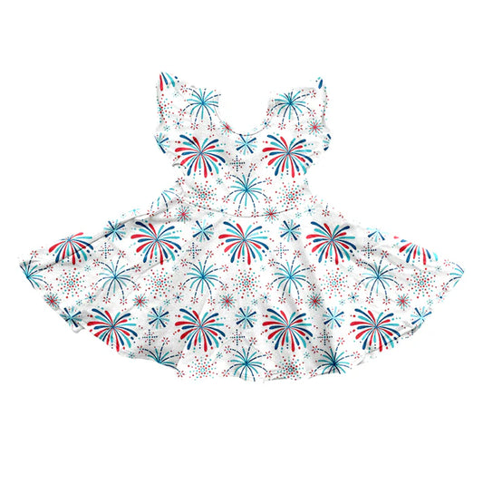 Preorder moq 5 Baby Girls Fireworks Knee Length Dresses 5.10