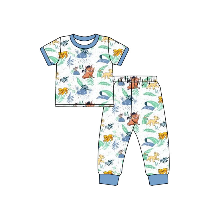 Preorder (moq 5)Baby Boys Lion Leaves Top Pant Pajamas Sets 5.16
