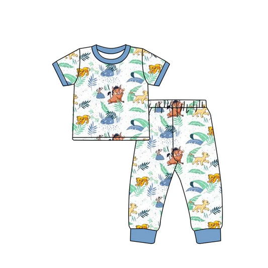 Preorder (moq 5)Baby Boys Lion Leaves Top Pant Pajamas Sets 5.16