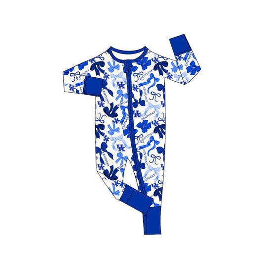 Preorder(moq 5) long sleeves bows H baby team zip romper 8.28