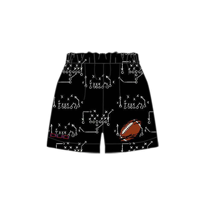 Preorder (moq 5)Baby Boys Black Football Team Shorts Bottoms 7.1