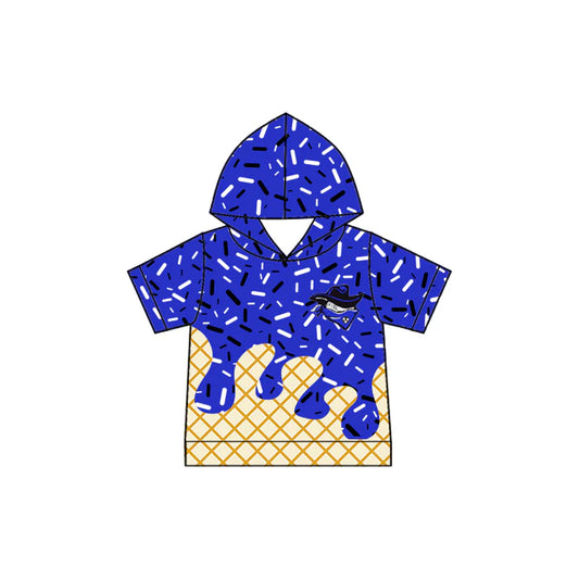 Preorder (moq 5)Baby Boys Blue Outlaws Drips Team Short Sleeve Hooded Tops 7.25