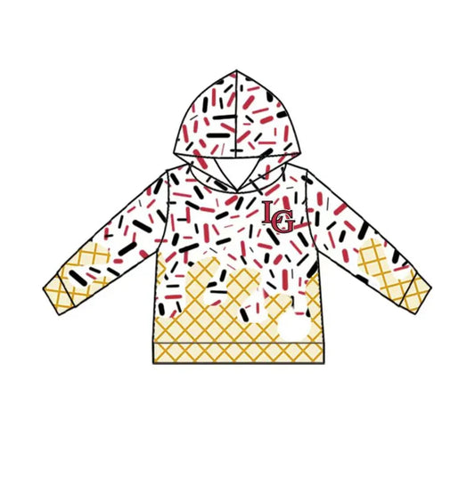 Preorder (moq 8)kids boys L G white black ice cream sprinkle boys team hoodie 9.19