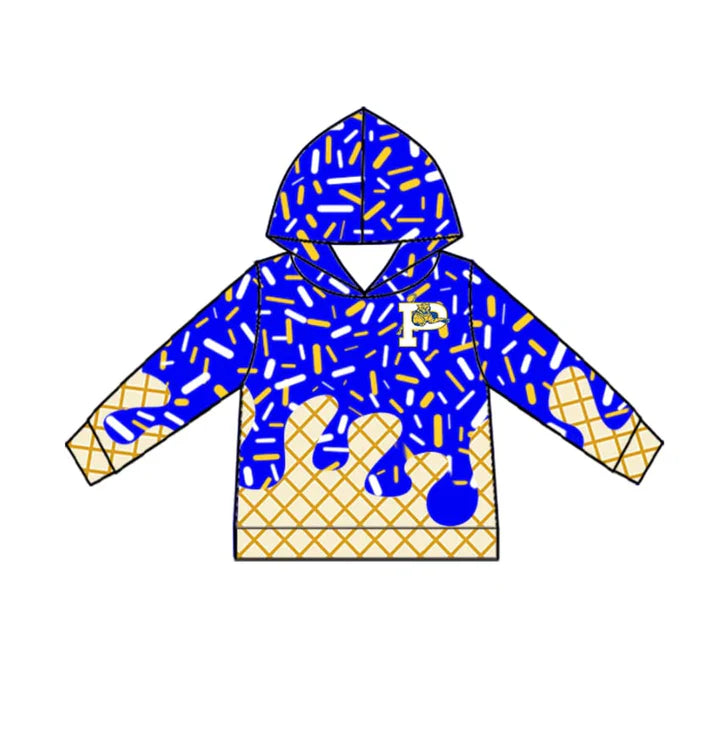 Preorder (moq 8)Baby boys blue ice cream sprinkle kids team hoodie 9.19