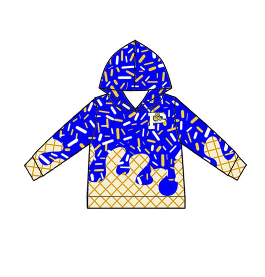 Preorder (moq 8)Baby boys blue ice cream sprinkle kids team hoodie 9.19