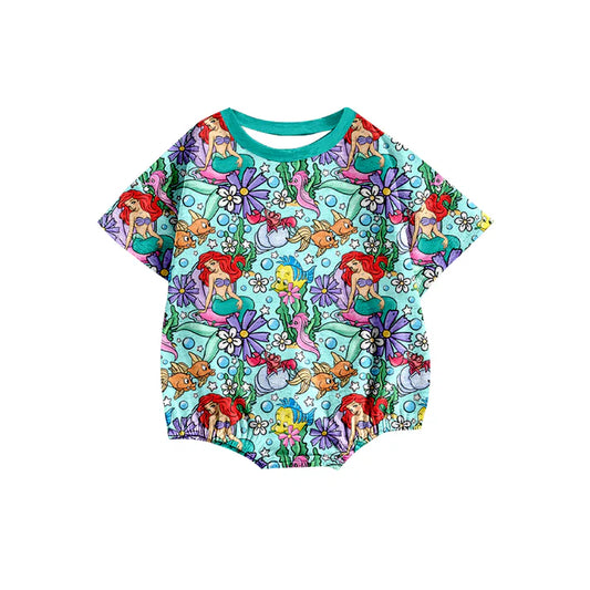 preorder(moq 5) Baby Girls Princess Mermaid Short Sleeve Rompers 12.26
