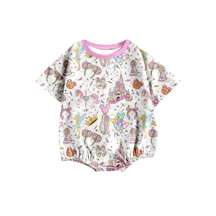 preorder(moq 5) Baby Girls Castle Short Sleeve Rompers 12.26