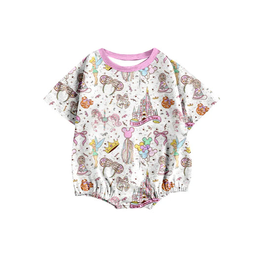 preorder(moq 5) Baby Girls Castle Short Sleeve Rompers 12.26