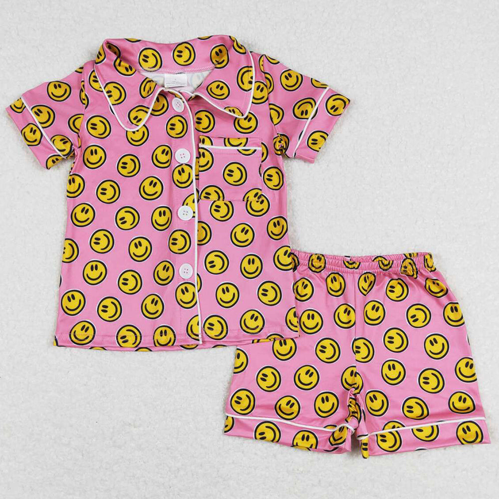 Baby Girls Pajamas Summer Buttons Shirt Shorts Pajamas Sets GSSO0380