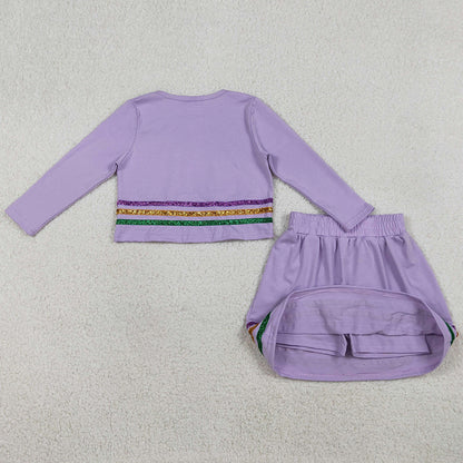 Baby Girls Clothes Mardigras Stripe Top Skirt Short Clothes Sets GLD1573