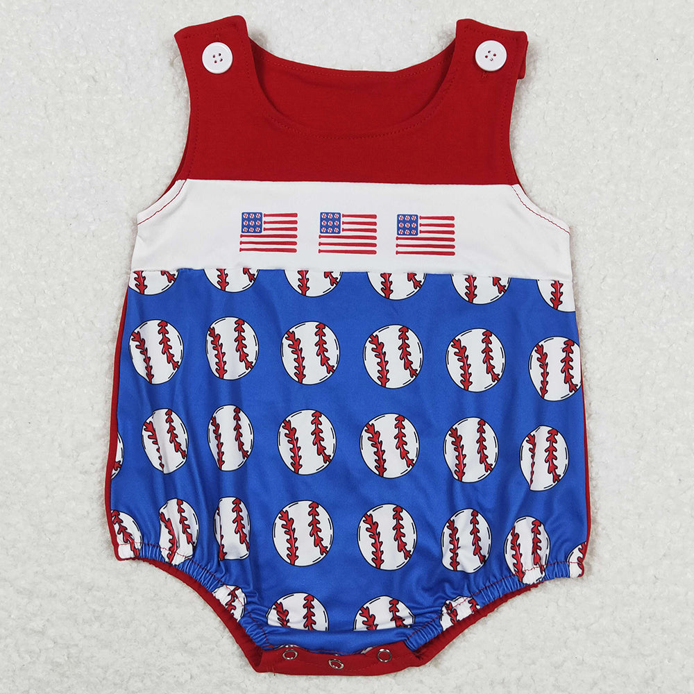 Baby Infant Boys Romper Baseball Flag Sleeveless Rompers SR1194