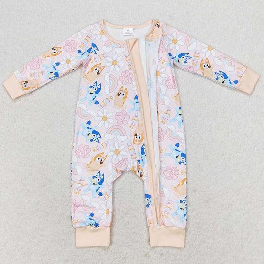 Baby Infant Girls Rompers Cartoon Dog Rainbow Zip Rompers LR0976