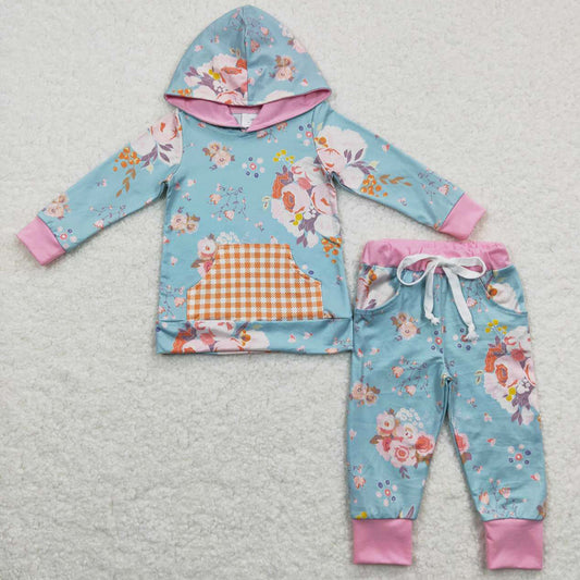 Boutique Girls Clothing Flower Hoodies Sets GLP0546