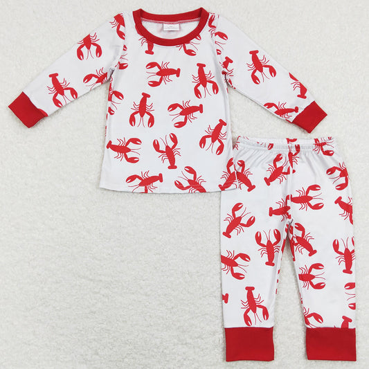 Boutique Baby Kids Pajamas Lobster Crawfish Print Sleepwear Sets BLP0441