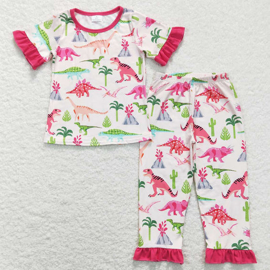 Cute Baby Girls Pajamas Dinosaur Print Sleepwear Sets GSPO1001