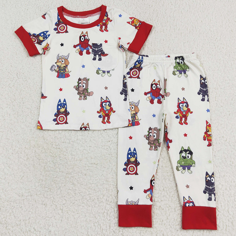 Baby Boys Pajamas Dogs Short Sleeve Tops Pants Pajamas Sets BSPO0404