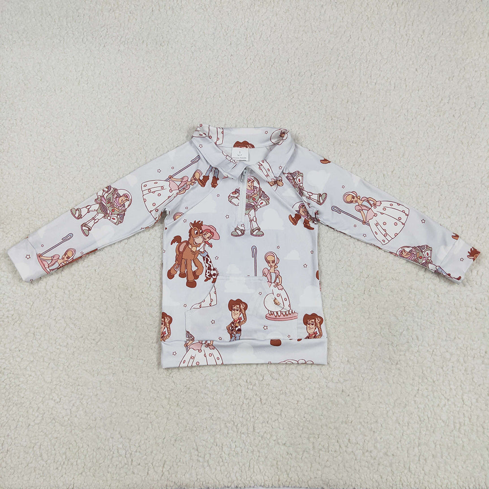 Baby Girls Clothes Tops Long Sleeves Cartoon Zipper Pocket Hoodies Tops GT0989 5.8