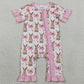 Baby Girls Rompers Short Sleeve Bows Rabbits Easter Ruffle Zipper Rompers SR2020