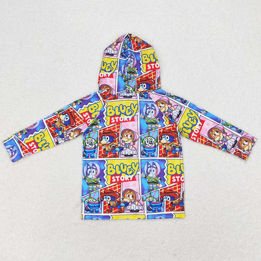 Baby Boys Clothes Hooded Dogs Blue Long Sleeve Tops BT0715