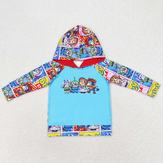 Baby Boys Clothes Hooded Dogs Blue Long Sleeve Tops BT0715