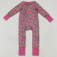 Baby Girls Rompers Western Pink Lightning Leopard Zipper Rompers LR2250 6.26