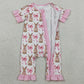 Baby Girls Rompers Short Sleeve Bows Rabbits Easter Ruffle Zipper Rompers SR2020
