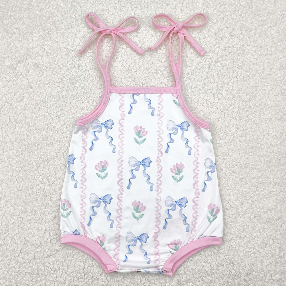 Baby Infant Girls Rompers Blue Bows Flowers Straps Rompers SR2858 5.1