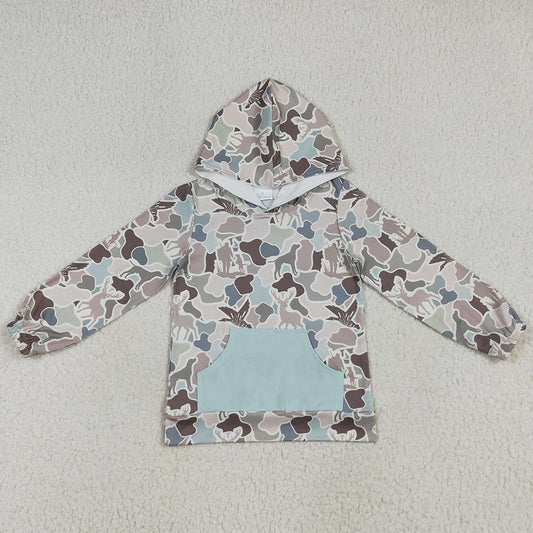 Baby Boys Clothes Tops Long Sleeves Gray Camo Ducks Pocket Hoodies Tops BT1268 7.8