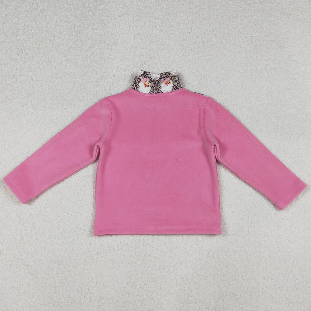 Baby Girls Clothes Tops Santa Claus Leopard Christmas Half Zipper Pullover Tops GT1151 9.20