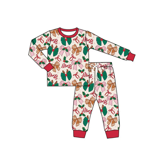 Preorder (moq 5)Baby Girls Long Sleeves Colorful Bows Top Pant Pajamas Sets 6.11