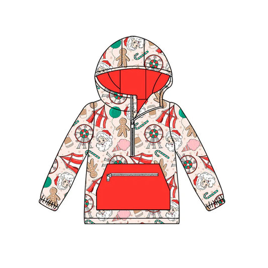 Preorder (moq 8)Baby Boys Santa Gingerbread Candy Zipper Pocket Christmas Hoodies Top 9.22