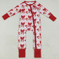 Baby Girls Rompers Christmas Red Santa Bows Footie Zipper Rompers LR2223 6.24