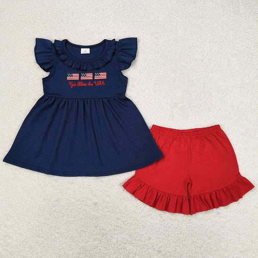 Baby Boys Clothes 4Th Of July Flags Sibling Summer Shorts Girls Boys Clothes Sets BSSO0713