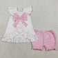 Baby Girls Clothes Cross Polka Dots Back Bow Tunic Ruffle Short Easter Clothes Sets GSSO3018