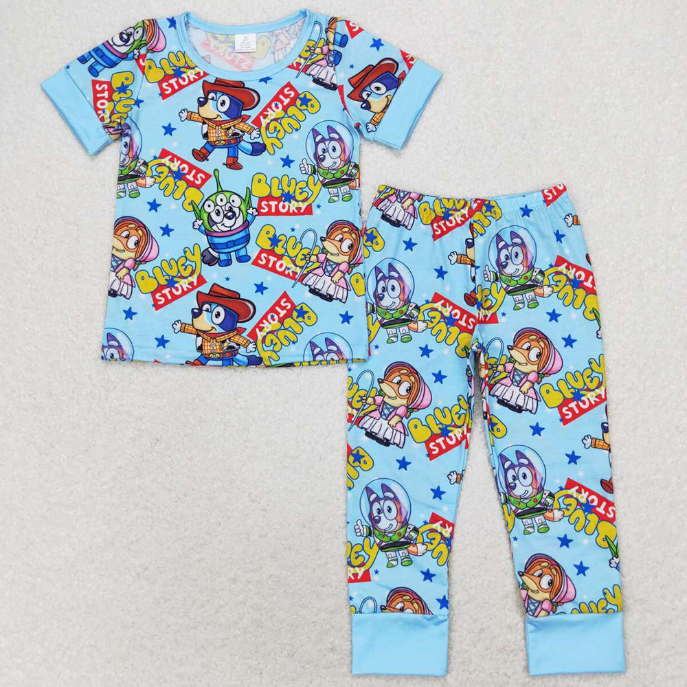 Baby Boys Pajamas Dogs Blue Short Sleeve Shirt Pants Pajamas Sets BSPO0376