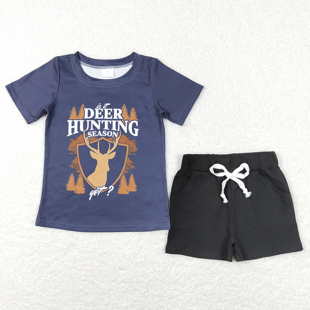 Baby Boys Clothes Dear Hunting Tee Shirts Shorts Summer Sets BSSO0470