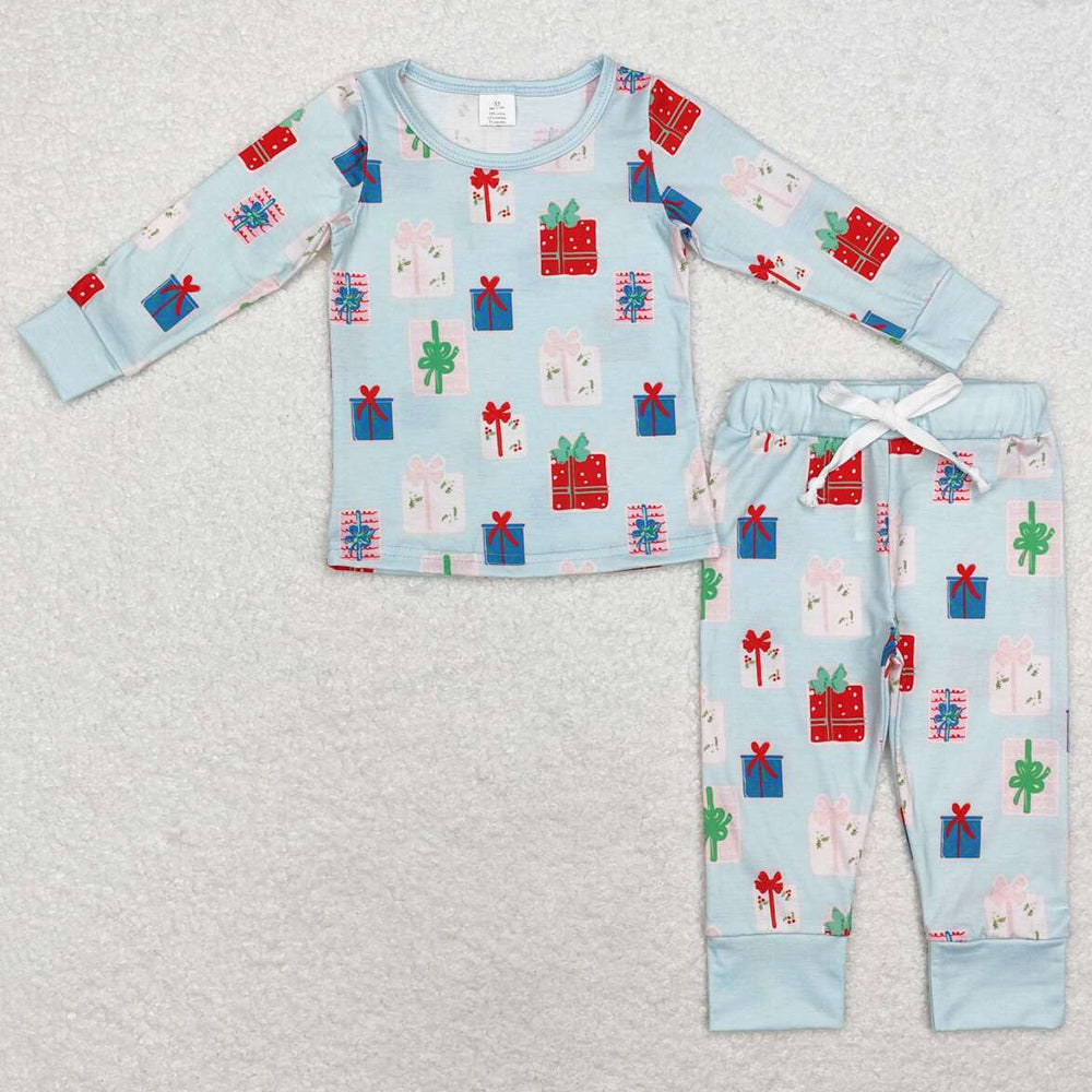 Baby Girls Pajamas Blue Gifts Christmas Bamboo Pajamas Sibling Clothes Sets BLP0716