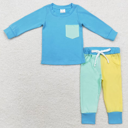 Baby Boys Clothes Long Sleeve Tee Top Pocket Pants Sets BLP0596