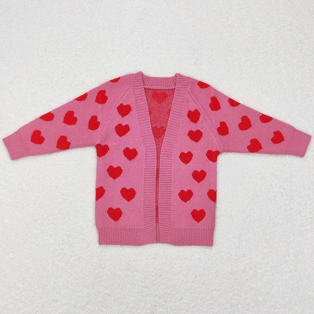 Baby Girls Sweater Valentines Hearts Pink Long Sleeve Sweaters