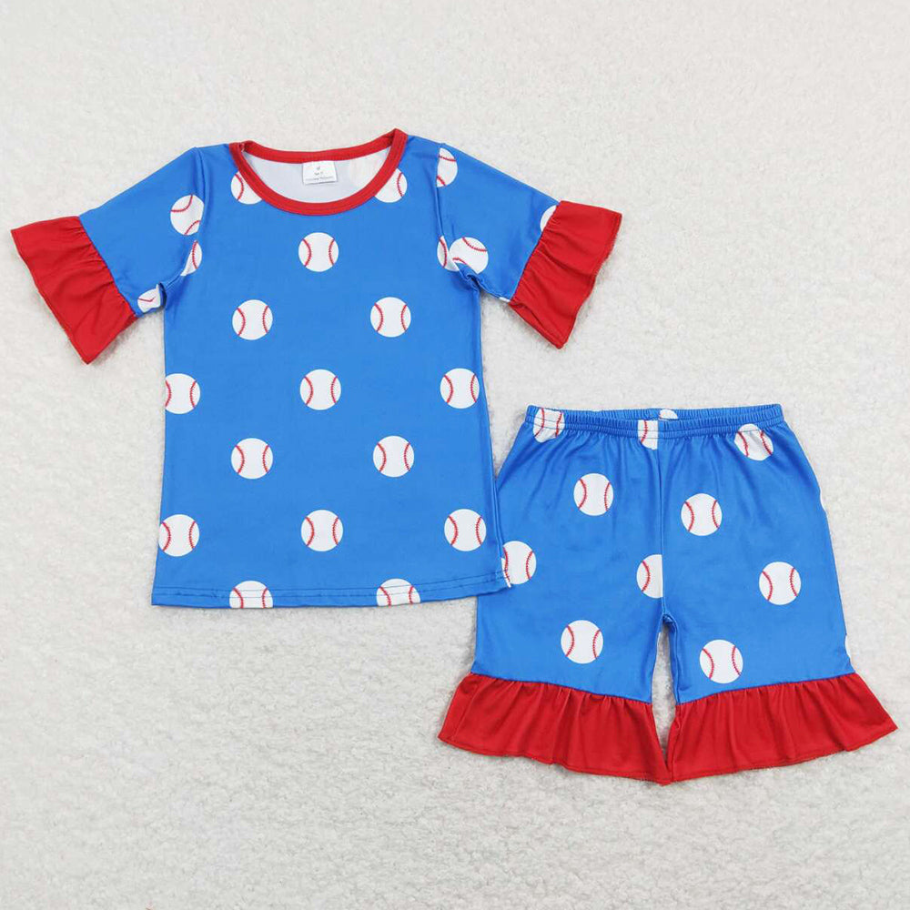 Boutique Baby Girls Pajamas Baseball Print Cute Sibling Boys Pajamas Sets GSSO0525