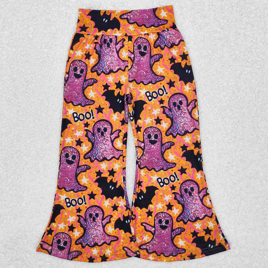 Baby Girls Pants Halloween Purple Ghost Bell Bottom Pants P0609