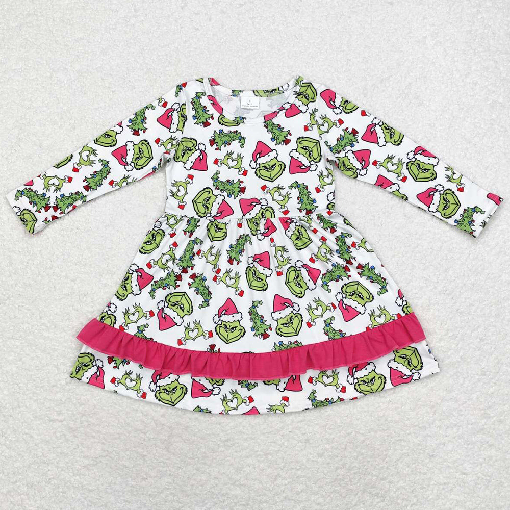 Baby Girls Dress Christmas Green Hearts Knee Length Dresses GLD0651