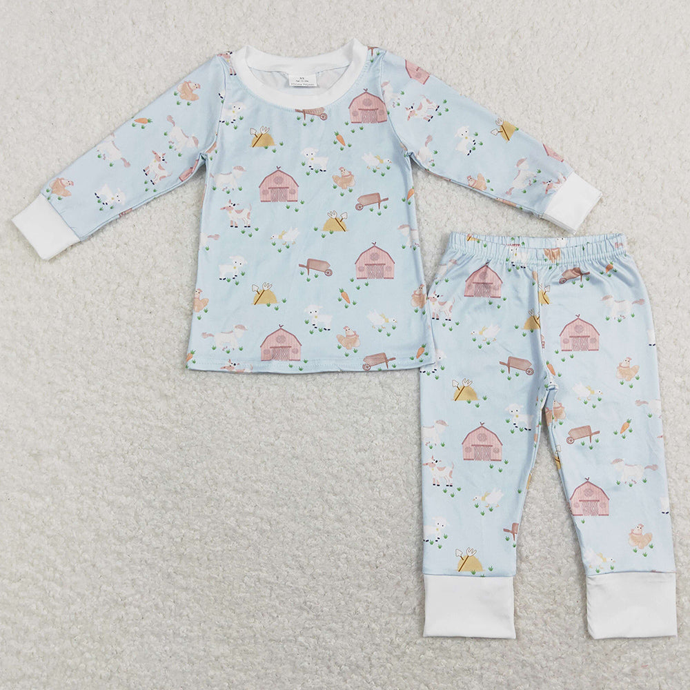 Farm Print Baby Kids Pajamas Sleepwear Nightwear Sets BLP0342