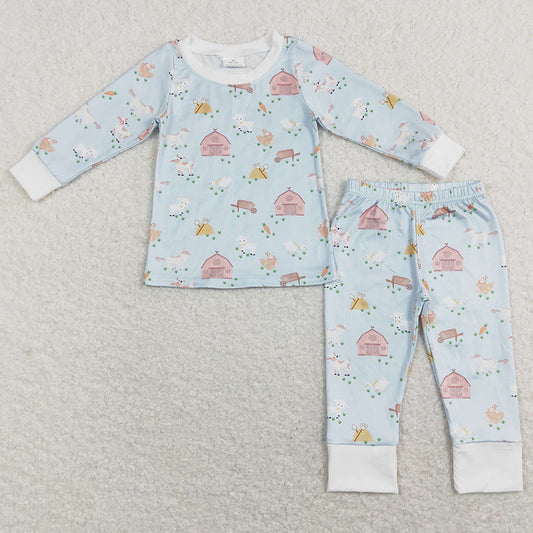 Farm Print Baby Kids Pajamas Sleepwear Nightwear Sets BLP0342