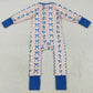 Baby Girls Rompers Long Sleeves Blue Bows Flowers Stripe Zipper Pant Rompers LR2327 7.18