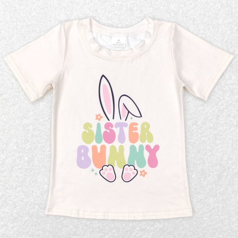 Baby Girls Clothes Tops Sister Bunny Easter Short Sleeve T-shirt GT0394