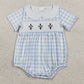Baby Boys Rompers Embroidery Crosses Blue Checked Easter Collar Rompers SR3757