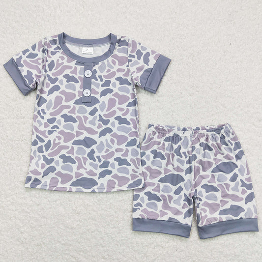 Baby Boys Clothes Camo Buttons Shirt Top Shorts Pajamas Sets BSSO0605